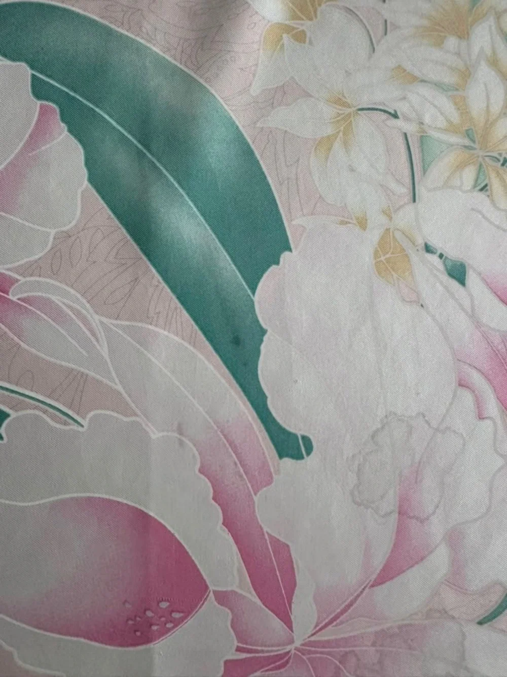 Leonardo Paris Silk Scarf Pink Beige Hand Rolled Made in France